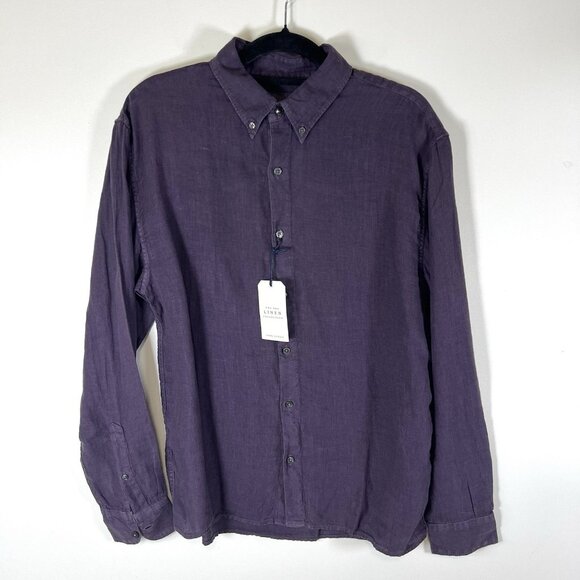 NEW Abercrombie Fitch Button Down Shirt Mens Medium Adult Purple The A&F Linen - Picture 1 of 11
